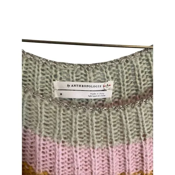 Anthropologie Colleen Gray Multi Pullover Sweater Size Medium Z105-14 - Picture 3 of 8